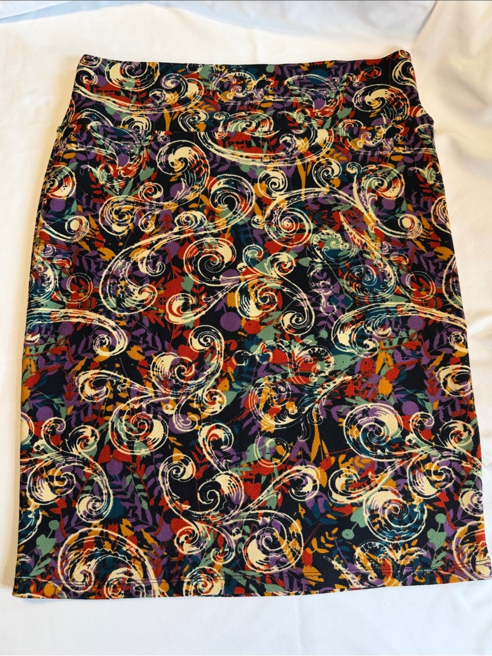 LuLaRoe Black Multi-Color Swirl Print Pencil Skirt